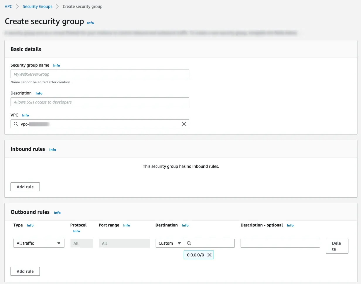 AWS VPC security group configuration