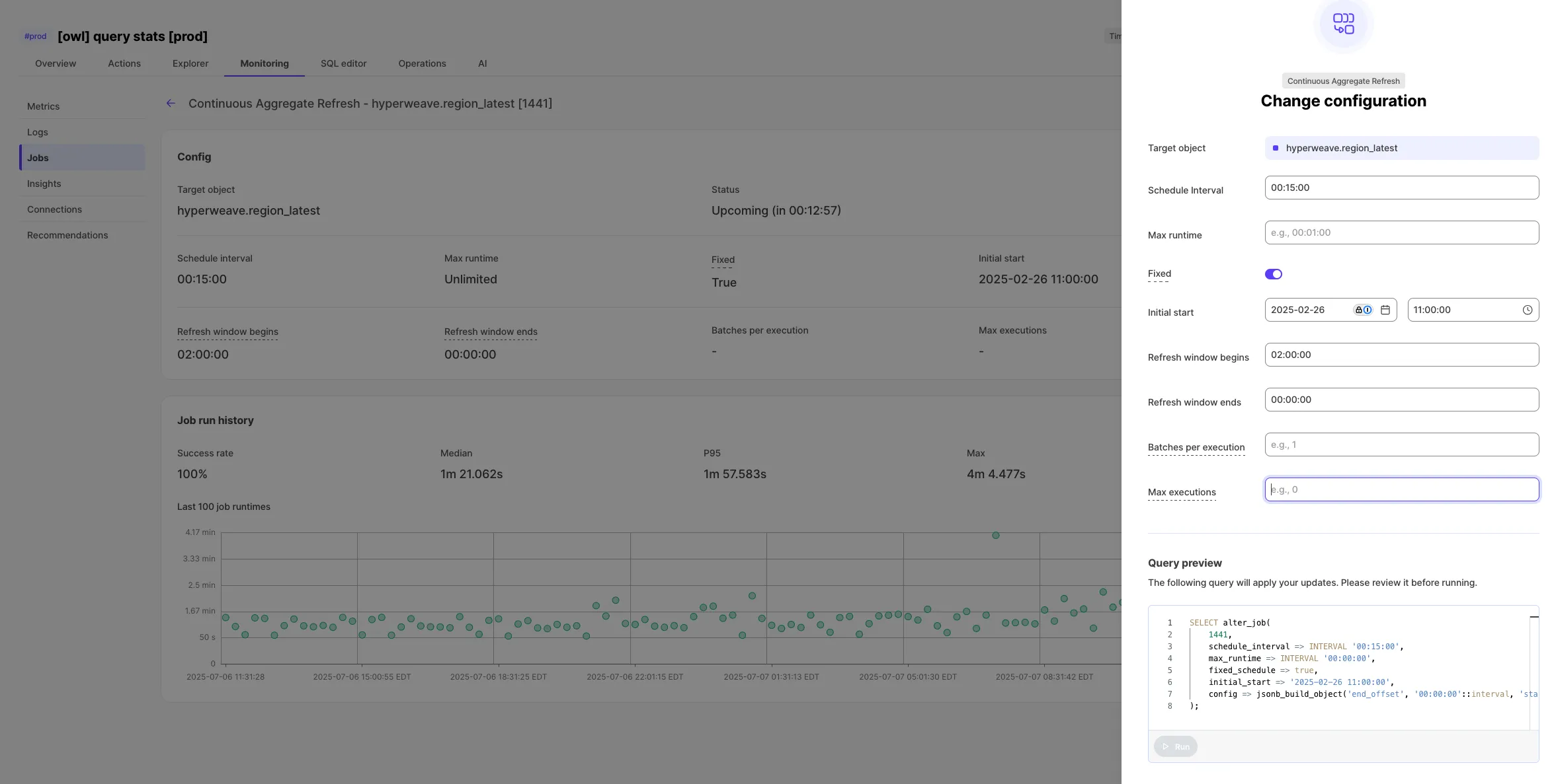Edit jobs in console