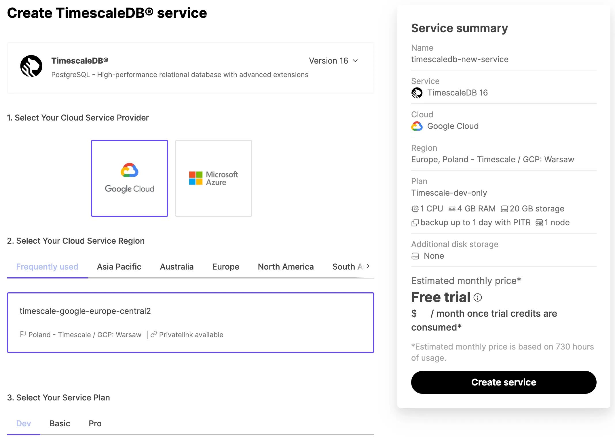 Creating a new MST service