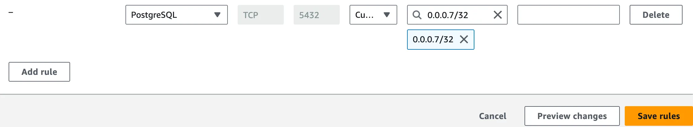 Adding an inbound security rule for the EC2 instance