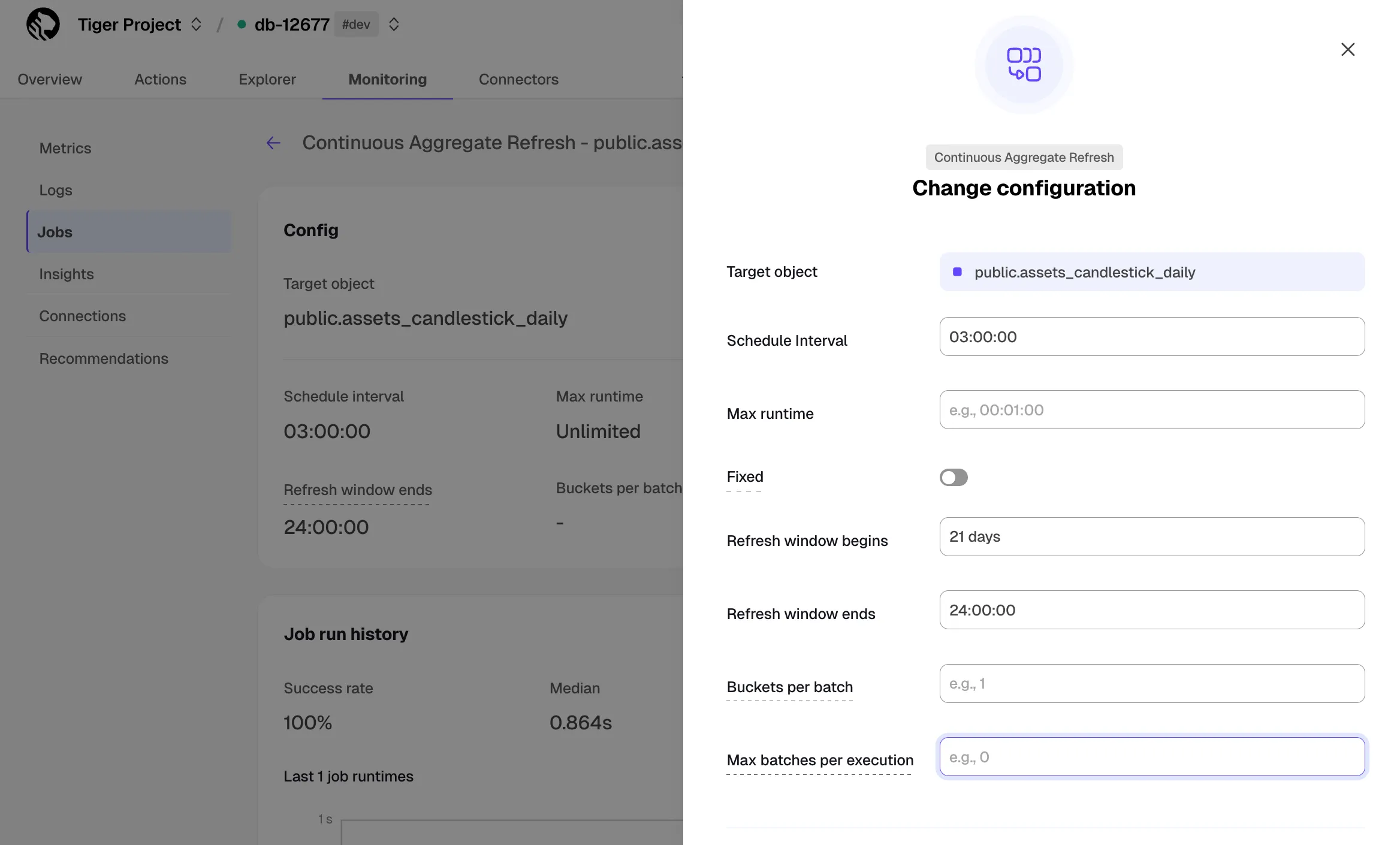 Update job config