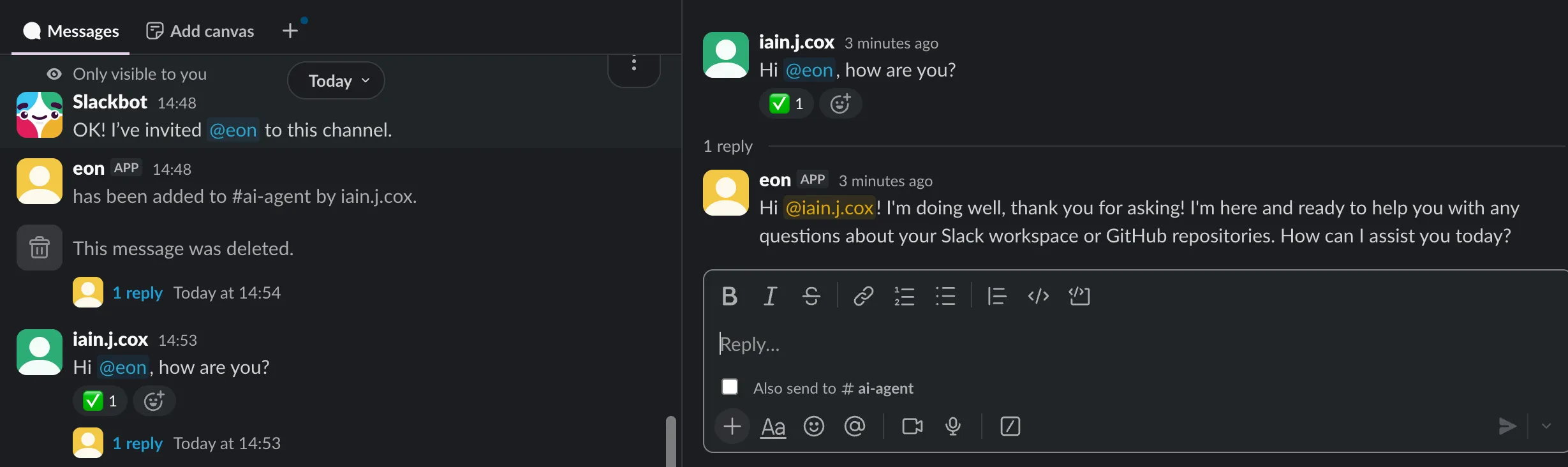 Adding the Eon app to a Slack channel