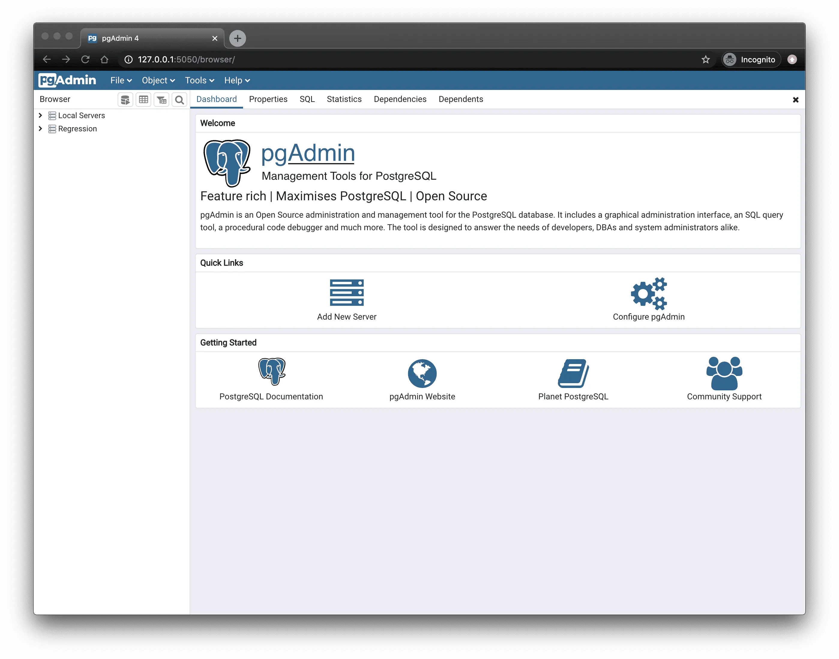 pgAdmin connected to a Tiger Cloud service